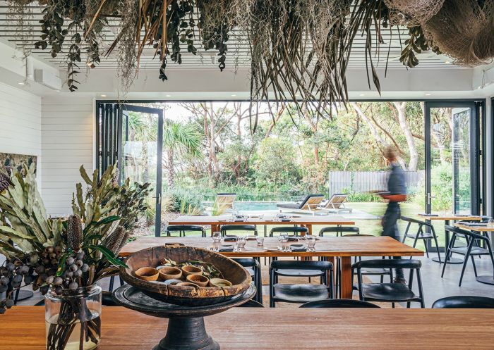 Dining room inspired by coastal surrounds at Bangalay Dining, Shoalhaven Heads