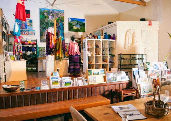 Interior view of Blue Knob Hall Gallery and Cafe, Nimbin
