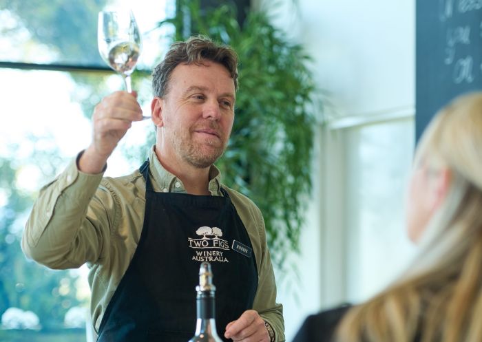 Wine tasting that offers a unique and spectacular view of the Shoalhaven River at Two Figs Winery, Berry