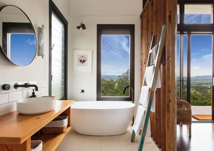 Beautiful bathroom with views at the The Ridge Eco-Cabins, Gloucester