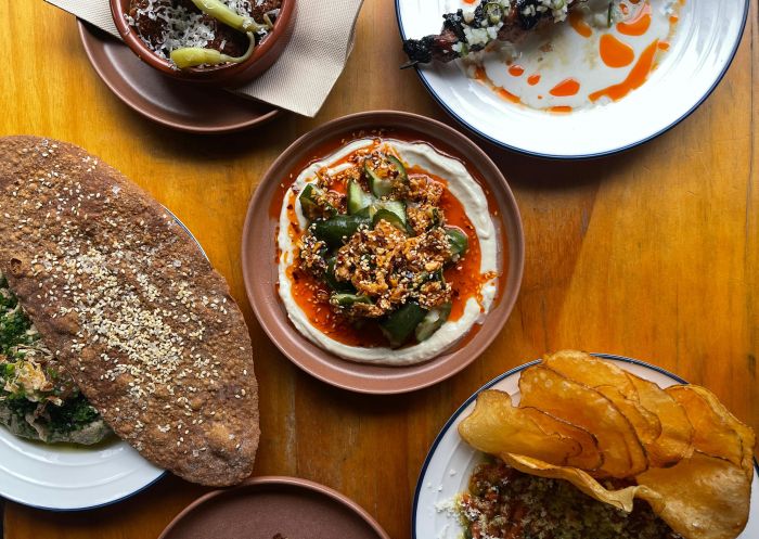 Table spread of food, Bruno's Mediterranean Kitchen, Bellingen - Credit: Bruno's Mediterranean Kitchen