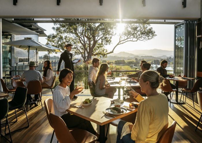 Friends enjoying dinner, Apex Dining restaurant, Tweed Regional Gallery, Murwillumbah South
