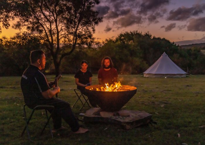 People enjoying a welcome to Yuin country, Ngaran Ngaran Culture Awareness, Narooma