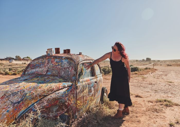  Woman enjoying a visit, John Dynon Gallery, Silverton