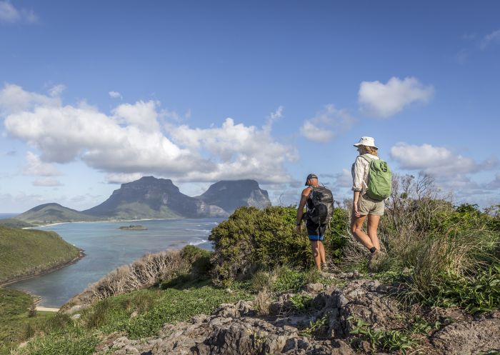 Couple walking, Great Walks of Australia, Seven Peaks Walk, Lord Howe Island – Credit: Luke Hanson