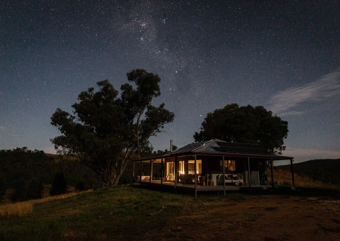 House under the night sky, Kestrel Nest EcoHut, Mount Adrah - Credit: Krestrel Nest EcoHut