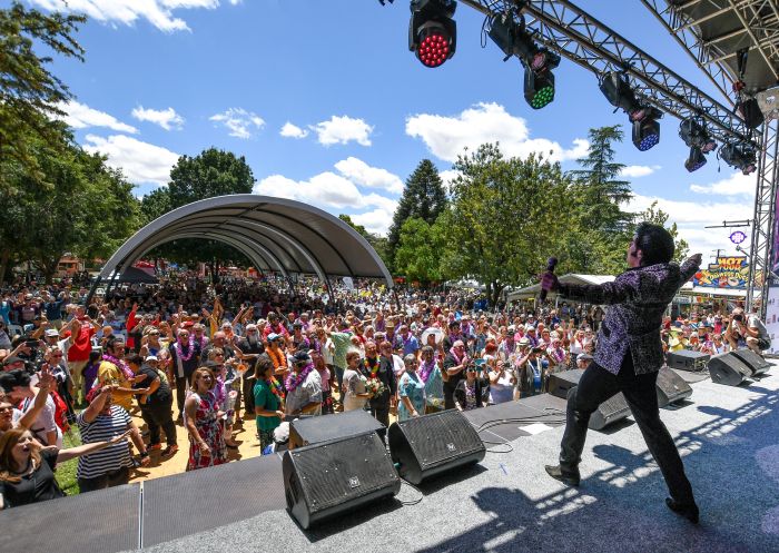 Crowd enjoying live entertainment, Parkes Elvis Festival, Parkes - Credit: Stephen Ostini