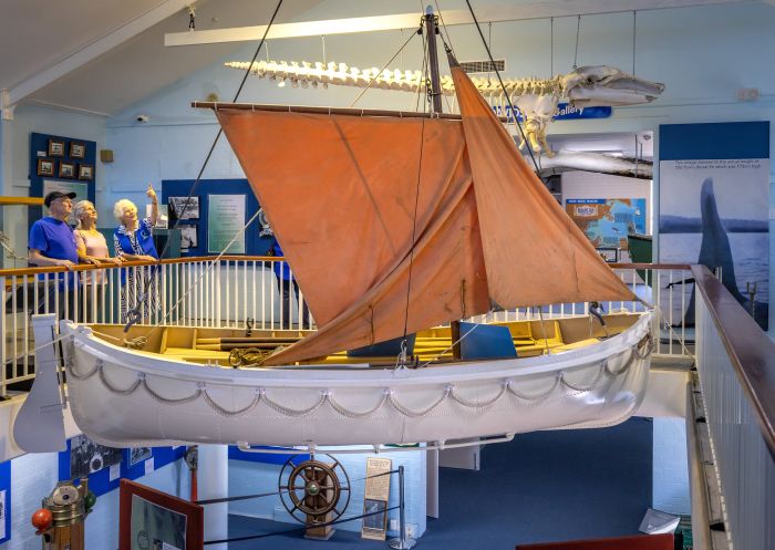 Visitors explore, Killer Whale Museum, Eden