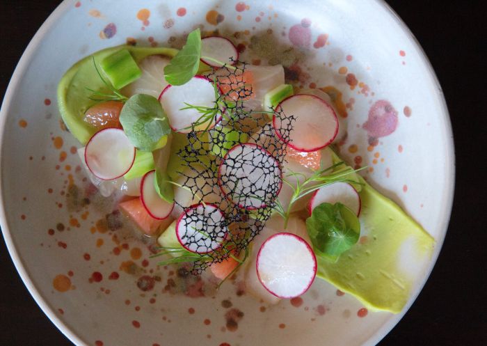 Lime and star anise cured kingfish, South on Albany, Berry - Credit: South on Albany