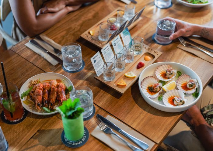 Table of dishes, Wharf St. Distillery, Forster