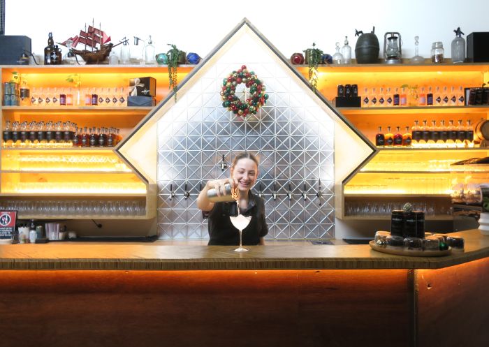 Bartender pouring cocktail, Old Salt&nbsp;Distillery Bar, South Nowra - Credit: Old Salt&nbsp;Distillery