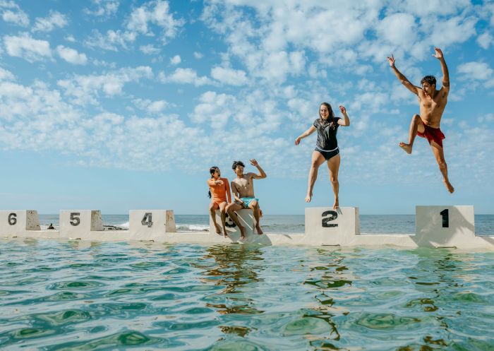 Young people enjoying a day at the baths, Merewether Ocean Baths, Newcastle