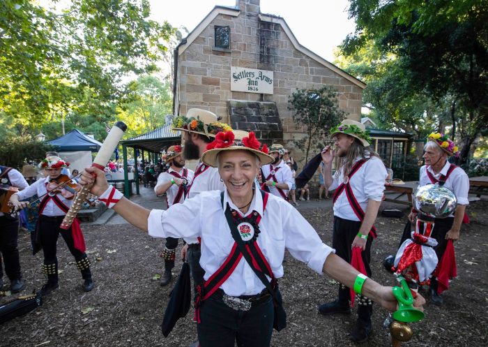 Performers folk dancing at Settlers Arms Inn, St Albans Folk Festival, St Albans
