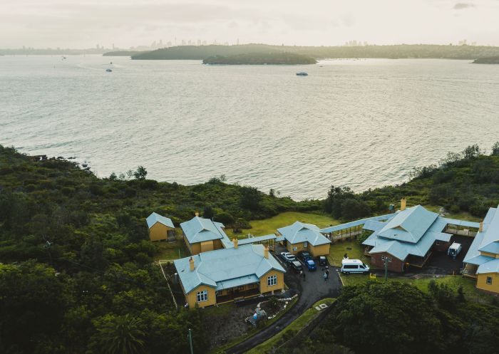 Aerial overlooking Q Station surrounded by North Harbour, Q Station, Manly