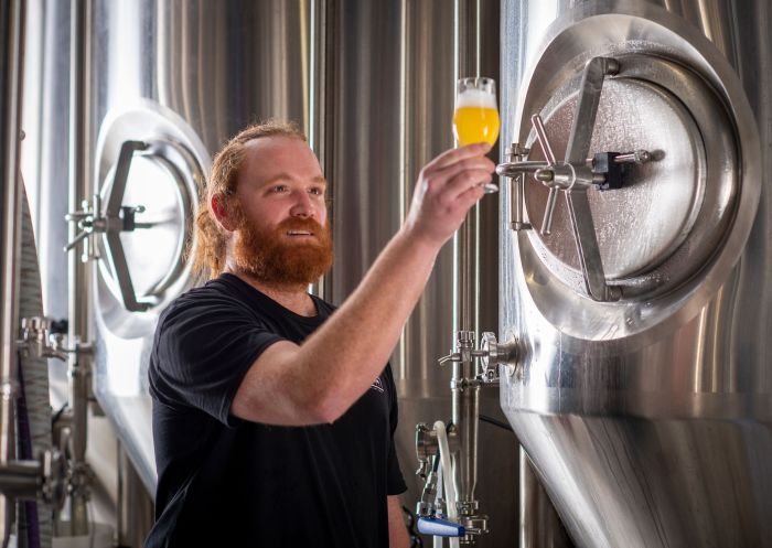 Assistant Brewer Joe Lappin crafting beers, Foghorn Brewery, Newcastle