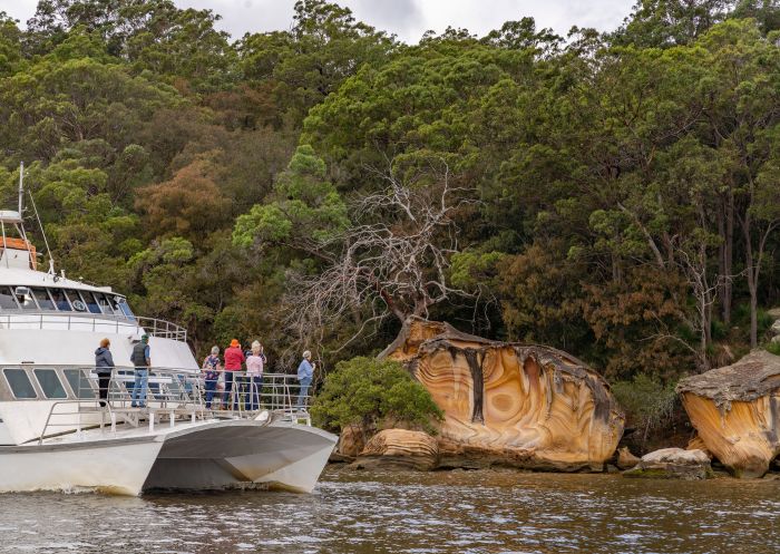 Boat with passengers on river, The Riverboat Postman, Brooklyn 