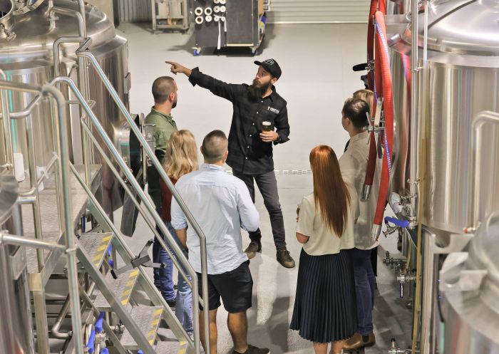 Guided tour of brewery, Sanctus Brewing Co., Clarence Valley