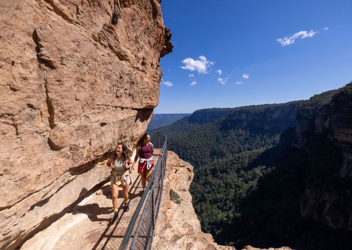 Enjoying the heights and views of the Grand Cliff Top Walk, Wentworth Falls