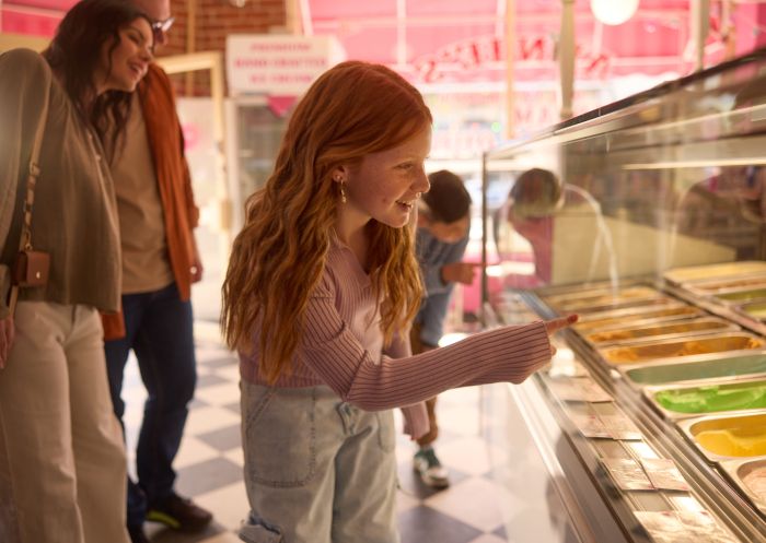 Family visiting Annie's Ice Cream Parlour, Bathurst