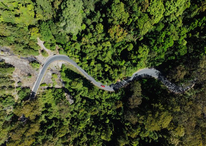 Aerial view of the scenic landscapes along Waterfall Way, Dorrigo National Park