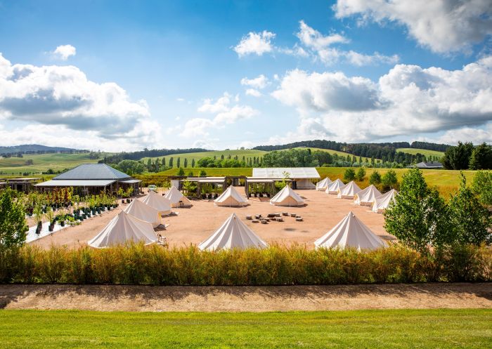 Glamping tents set up at Mayfield Garden, Oberon