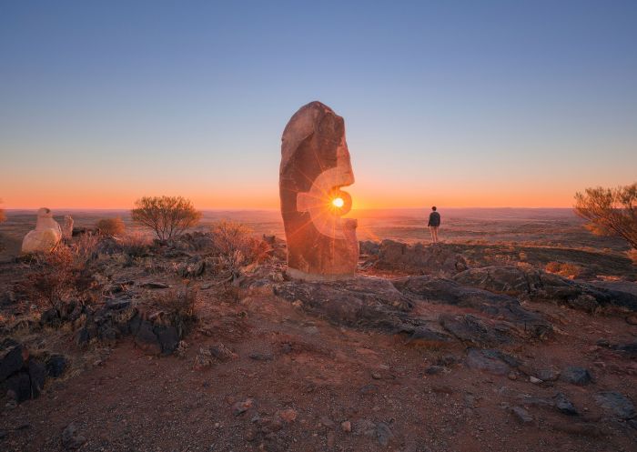 Man watching the sunset, The Living Desert and Sculptures, Broken Hill