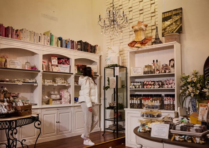 People in shop, Sydney Adventure Tours, Josophan's Chocolate Shop, Leura