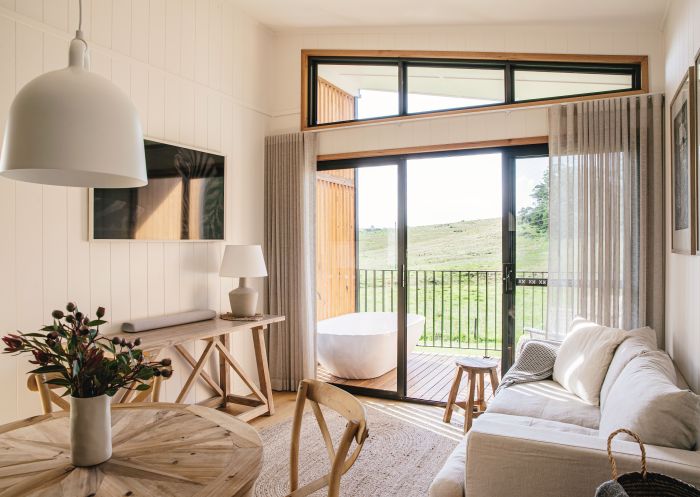 Inside accommodation pods at Cupitts Winery and Brewery, Ulladulla