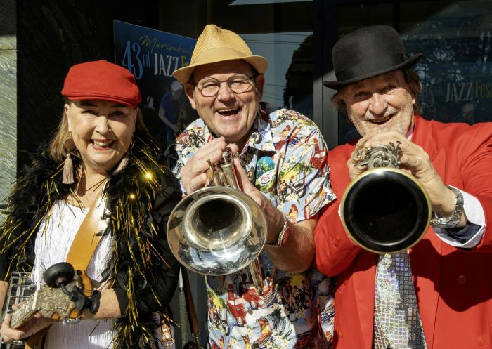 Banjo, trombone and clarinet players, Merimbula Jazz Festival, Merimbula - Credit: Brent Occleshaw | Merimbula Jazz Festival