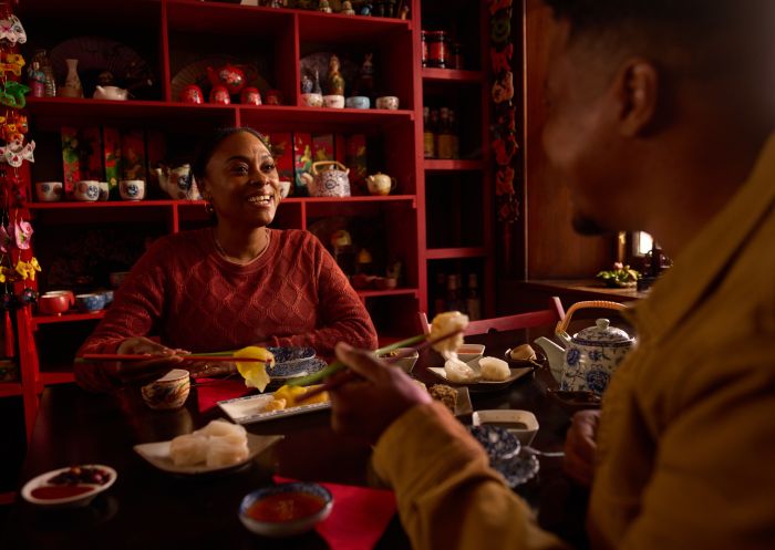 Couple dining at 29 Nine 99 Yum Cha and Tea House, Rylstone