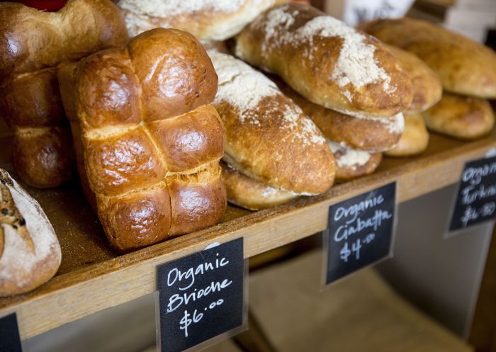 Bread on shelves, Racine Bakery, Orange 