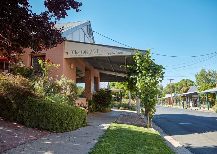 Side view of The Old Mill Restaurant in a small country town, Millthorpe