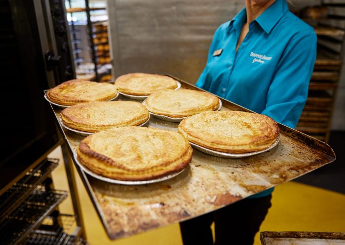 Tray of pies, Trappers Bakery, Goulburn