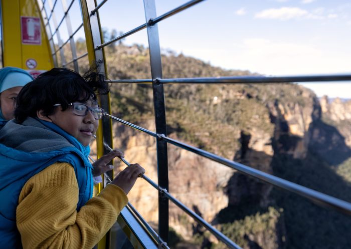 Family enjoying a cablecar ride at Scenic World, Katoomba