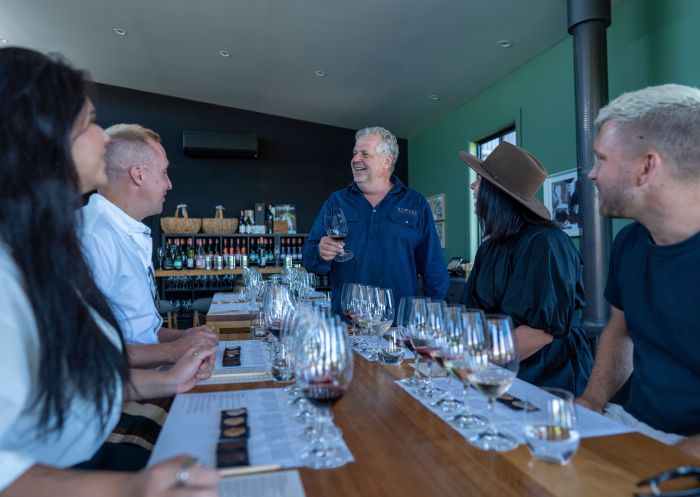 Tourists enjoying a wine tasting session at Rowlee Wines & Guesthouse, Orange