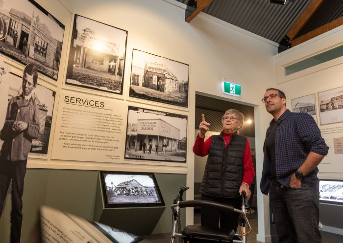 Family explores the Gulgong Holtermann Museum, housed in two State Heritage listed buildings in Mayne Street, Gulgong