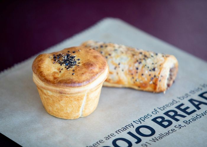 Pie and sausage roll, Dojo Bread, Braidwood - Credit: Field and Film