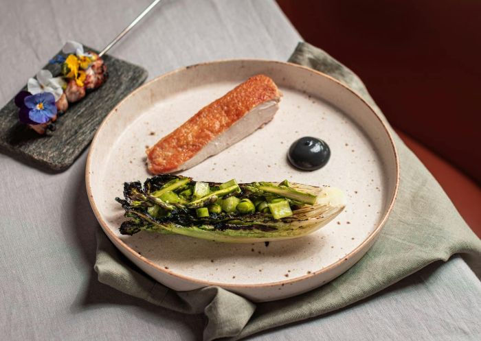 Colourful summer dish beautifully presented at Restaurant Amara, Bowen Mountain - Credit: Restaurant Amara