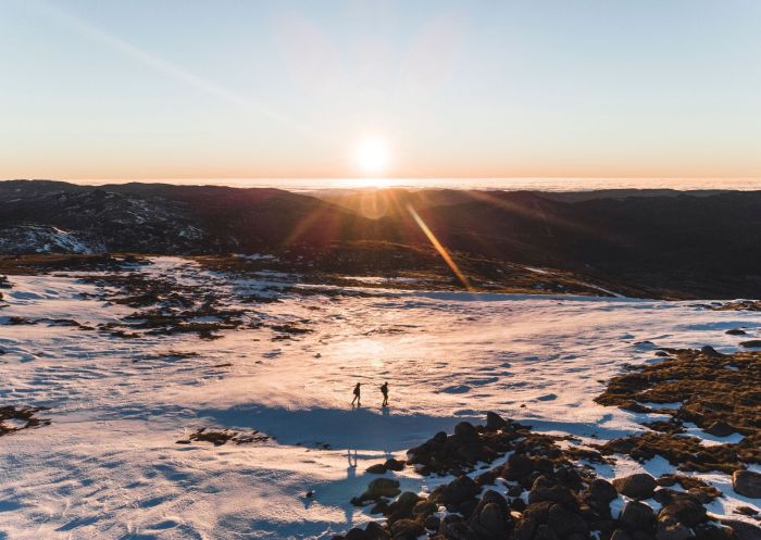 Couple exploring the alpine backcountry, Backcountry, Kosciuszko National Park