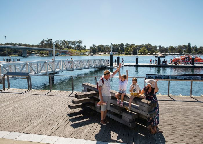 Family enjoying the Sculpture Walk in Batemans Bay