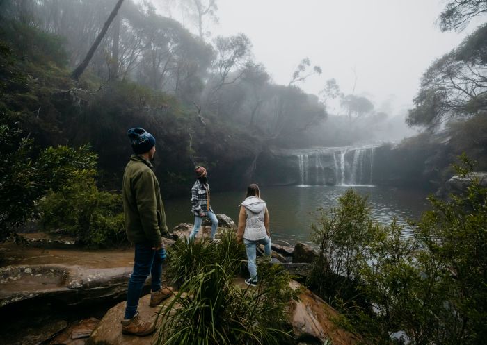 A family taking in the scenery at Carrington Falls, Budderoo National Park