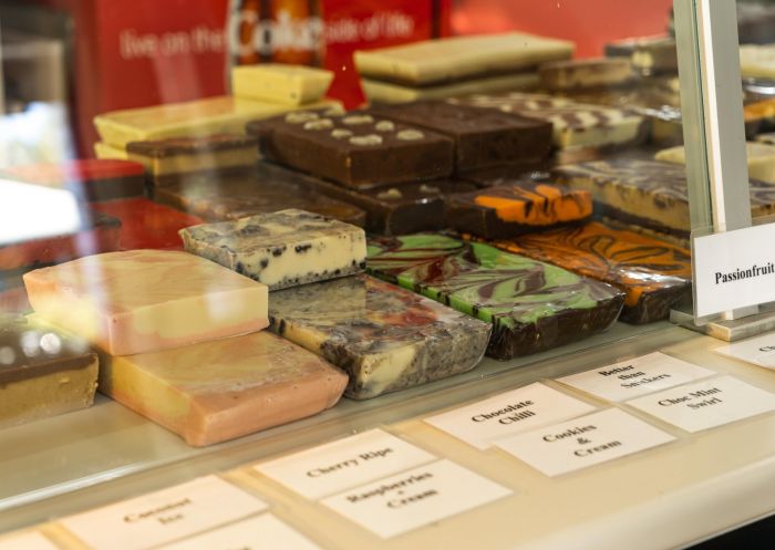 Fudge displayed in shop window, Mogo Fudge and Ice Cream and Lots of Lollies, Mogo - Credit: Eurobodalla Coast Tourism