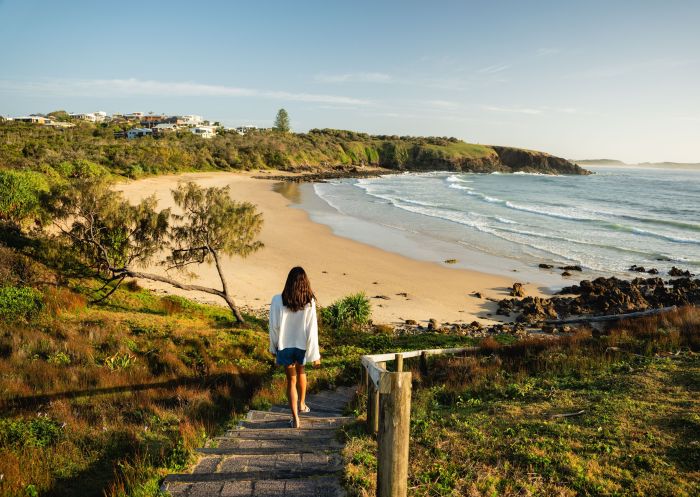 Woman walking to beach, Look At Me Now Headland Walk, Emerald Beach
