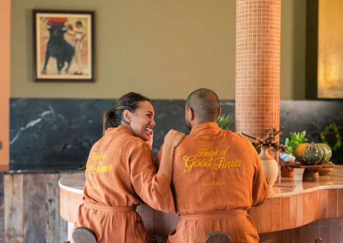 Patrons at bar table, Sun Ranch, Coopers Shoot