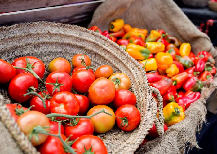 Tomatoes at the Byron Farmers Markets, Byron Bay Markets, Byron Bay