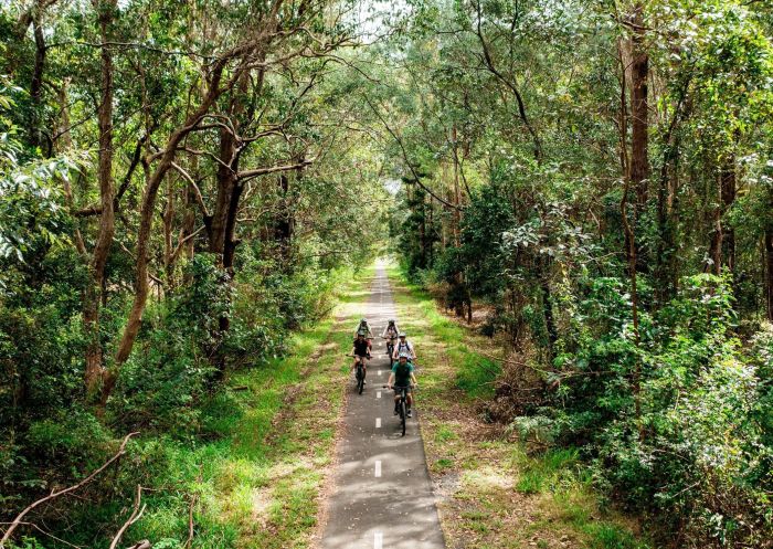 Friends enjoying a bike ride, Beyond Byron E-Bikes, Byron Bay