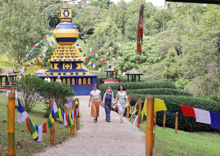 People in gardens, Crystal Castle and the Shambhala Gardens, Mullumbimby