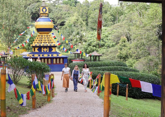 People in gardens, Crystal Castle and the Shambhala Gardens, Mullumbimby