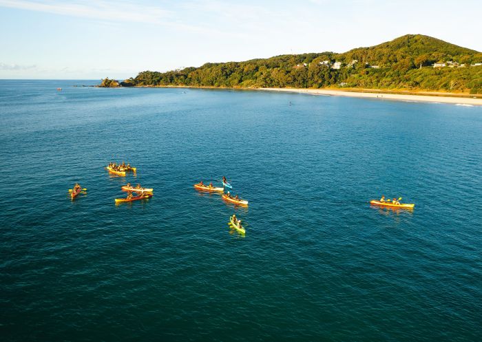 Kayaks on the water, Cape Byron Kayaks, Clarkes Beach, Byron Bay