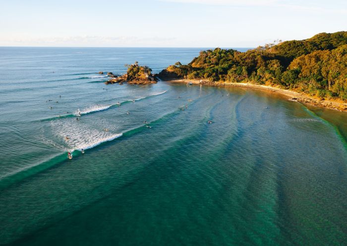 Cape Byron Kayaks aerial view, The Pass, Byron Bay